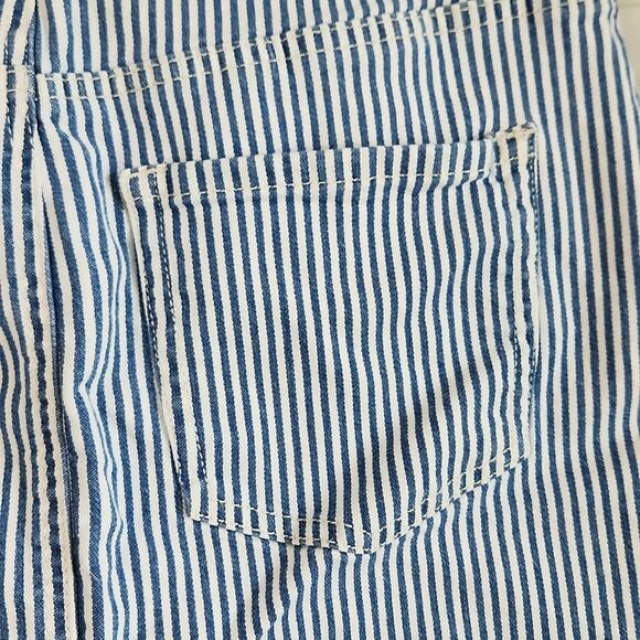 Vintage Maurices Womens Blue White Striped Denim Mini Skirt Size 0 Y2K Engineer - Picture 3 of 11